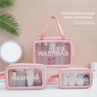 Pochette de toilette en PVC givré multicolore avec logo de marque personnalisé, fermeture à glissière, imperméable, portable, pour voyages en plein air, sac de rangement pour articles de toilette