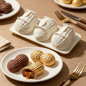 Peanut Shape <b>Silicone</b> Cake Mold 3 Cavity Reusable <b>Baking</b> Pan For Chocolate Fondant Candy Dessert Handmade - Product Image 1