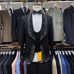 Traje Clásico de Tres Piezas para Hombre con Saco de Una Sola Fila, Pantalones de Pierna Recta y Chaleco, Mezcla de Poliéster y Algodón, Atuendo de Negocios - Product Image 1