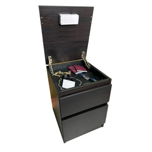 Meubles <span class=keywords><strong>de</strong></span> chambre à coucher modernes <span class=keywords><strong>en</strong></span> <span class=keywords><strong>bois</strong></span>, avec <span class=keywords><strong>rangement</strong></span> sécurisé NFC, tables <span class=keywords><strong>de</strong></span> chevet avec 2 tiroirs cachés. - Product Image 1