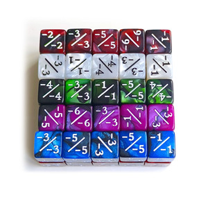 Dés personnalisés RPG à coins carrés de 16 mm, 2 couleurs, symboles d'addition et de soustraction, pour l'apprentissage du calcul et comme accessoires de jeu énergétiques - Product Image 1