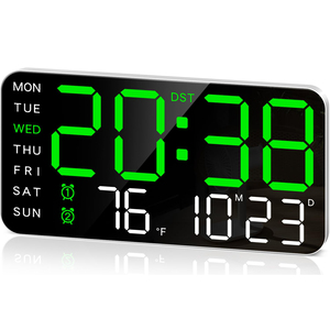 <b>Wall</b> <b>Clock</b> Voice Control Alarm <b>Clock</b> LED <b>Digital</b> <b>Clock</b> Temperature Date Week Display Brightness Adjustment Decoration - Product Image 1