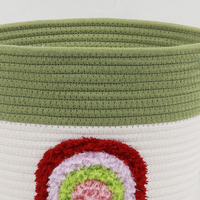 Panier de rangement pour vêtements d'enfants en corde de coton circulaire, écologique et multifonctionnel