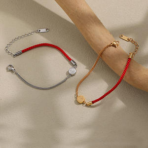 Bracelet <span class=keywords><strong>en</strong></span> corde rouge <span class=keywords><strong>en</strong></span> <span class=keywords><strong>gros</strong></span>, <span class=keywords><strong>en</strong></span> acier inoxydable plaqué or 18 carats, <span class=keywords><strong>bijoux</strong></span> élégants, à la mode et délicats <span class=keywords><strong>pour</strong></span> femmes - Product Image 6