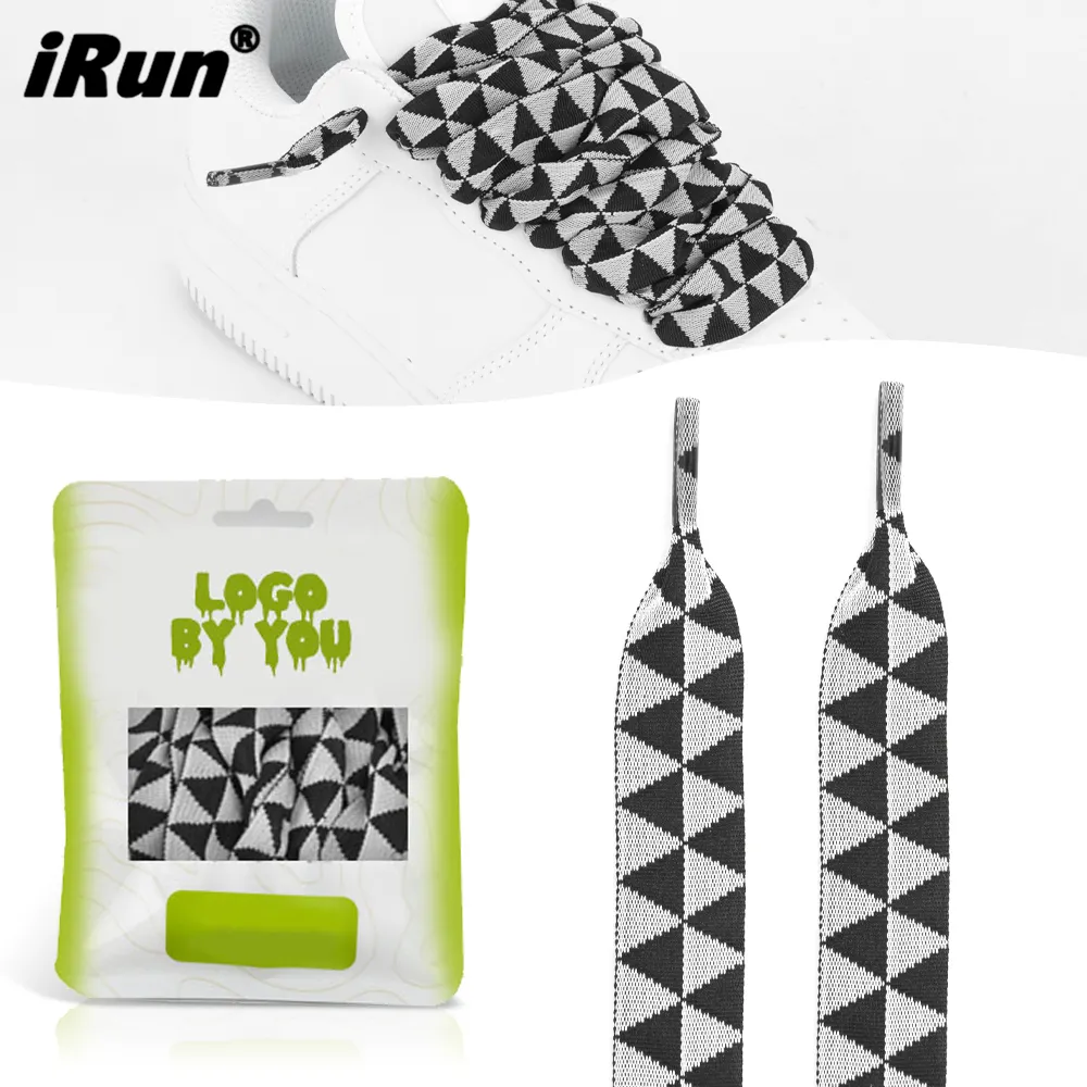 IRun 패션 플랫 더블 2 색 직조 기하학 자카드 폴리에스터 신발 끈 af1/aj1 신발 용 운동 컬러 신발 끈