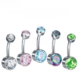 ขายส่งจากโรงงาน เครื่องประดับเจาะสะดือคุณภาพสูง ประดับ<span class=keywords><strong>เพชร</strong></span>ซิคอน 5a วัสดุไทเทเนียมมาตรฐาน ASTM F136 เครื่องประดับแฟชั่นสำหรับผู้หญิง - Product Image 1