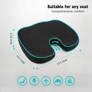 U Shaped Gel <b>Seat</b> <b>Cushion</b> Memory Foam Cooling Breathable <b>for</b> Office Chair <b>Car</b> <b>Seat</b> Home Tailbone Back Pain Relief Lumbar Support - Product Image 4