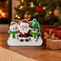Décoration en résine en relief de groupe familial Père Noël, bonhomme de neige, renne, pingouin, ornement suspendu, cadeau de Noël durable de haute qualité