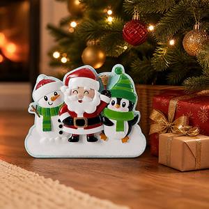Décoration en résine en relief <span class=keywords><strong>de</strong></span> groupe familial <span class=keywords><strong>Père</strong></span> Noël, Bonhomme <span class=keywords><strong>de</strong></span> neige, Renne, Pingouin, sur socle enneigé autoportant, cadeau <span class=keywords><strong>de</strong></span> Noël - Product Image 3