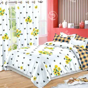 Draps de lit 100% coton Sentiment ensemble de literie draps de lit de luxe avec rideaux drap de lit en coton