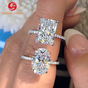 Nhẫn kim cương mạ vàng <span class=keywords><strong>10K</strong></span> 14K 18K VVS VS1 bán buôn, nhẫn đính hôn nữ, kim cương nhân tạo đạt chứng nhận IGI, kiểu dáng Radiant Oval - Product Image 1