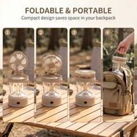 Lanterne de camping rechargeable 2 en 1, ventilateur portable, lampe de tente LED, ventilateur rotatif, charge USB, lampe d'urgence extérieure