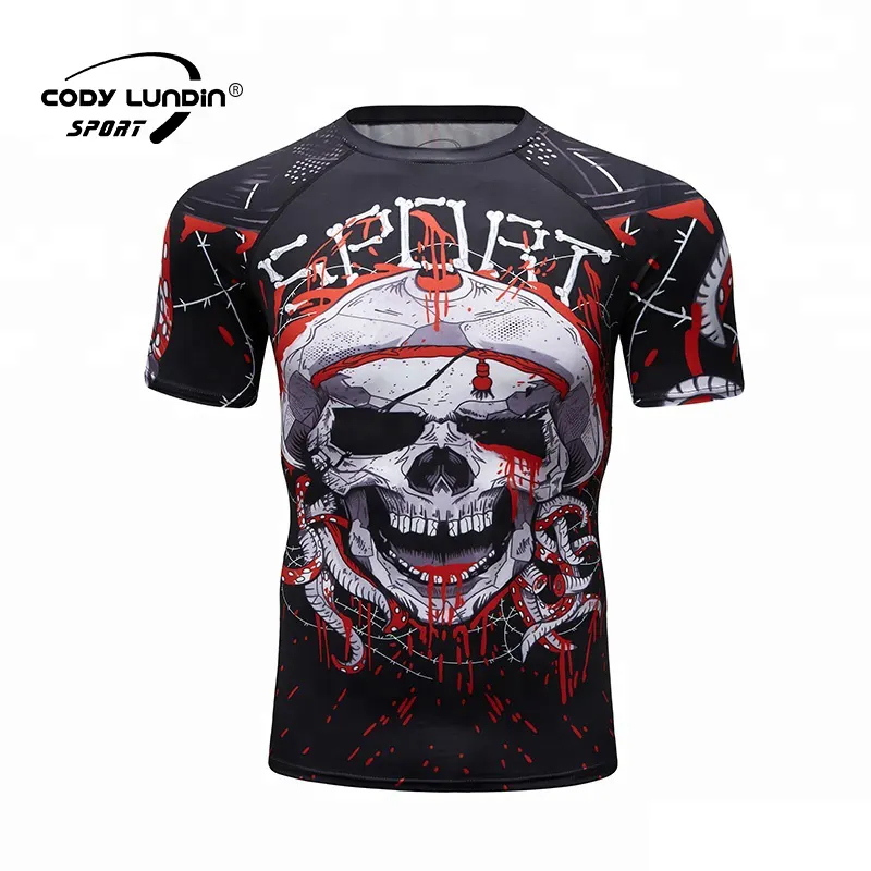 Fabricante de Guangzhou diseño personalizado impreso completo culturismo T camisas para hombre de deportes camiseta