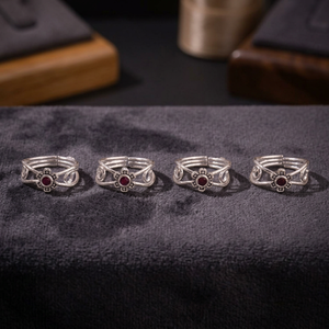 Ladies Fine <b>Silver</b> <b>Toe</b> <b>Ring</b> Indian Religious Style with Maroon Stone Traditional Adjustable Bichiya for Women Daily and Festive - Product Image 4