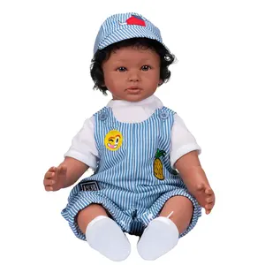 NPK-Muñeca Reborn de 60CM para bebé, juguete de piel de bronceado oscuro, cuerpo suave, pelo con raíces, realista, tacto suave - Product Image 1