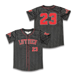 Maillot de baseball de haute qualité à rayures personnalisées avec logo en sergé brodé - Product Image 1