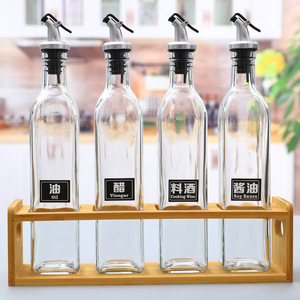 Ensemble de flacons à huile rectangulaires modernes en verre durable pour la cuisine, transparents, étanches, pour <span class=keywords><strong>condiments</strong></span>, Lecythus, assaisonnement - Product Image 4