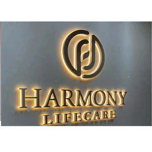 لافتة LED معدنية ثلاثية الأبعاد مخصصة للديكور، حروف من الفولاذ المقاوم للصدأ مضاءة من الخلف لاسم المتجر أو شعار العلامة التجارية أو الإعلانات - Product Image 1