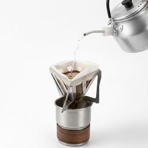 Support de filtration de café pliable en acier inoxydable pour camping en extérieur, avec entonnoir et filtre à café pour cuisinière - Product Image 3