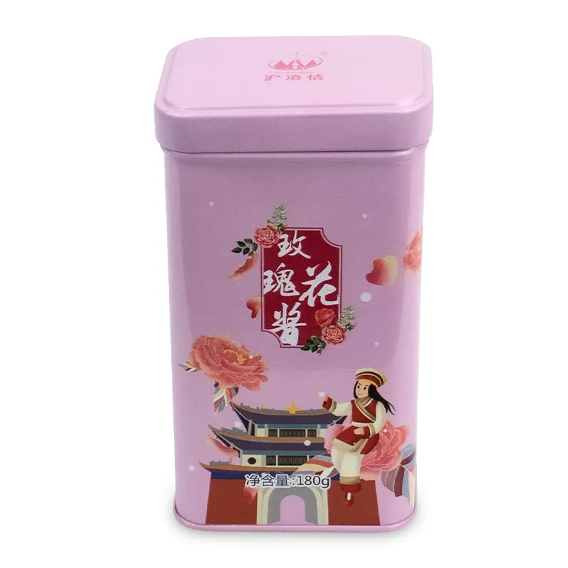 Yếu tố tùy chỉnh Rose Jam trà tin có thể hình chữ nhật trà tins cho trà đóng gói