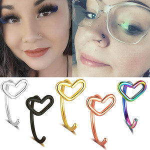 [Gorgeousxx] Anneau de <span class=keywords><strong>nez</strong></span> en forme de cœur creux pour femmes, piercing de <span class=keywords><strong>nez</strong></span> en acier inoxydable, bijoux - Product Image 4