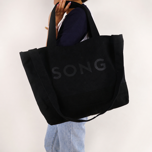 BSCI <b>Large</b> Capacity Washable Recyclable Tote Crossbody <b>Bag</b> Custom Printed/Embroidery Letter Logo Black <b>Canvas</b> Tote <b>Bag</b> - Product Image 1