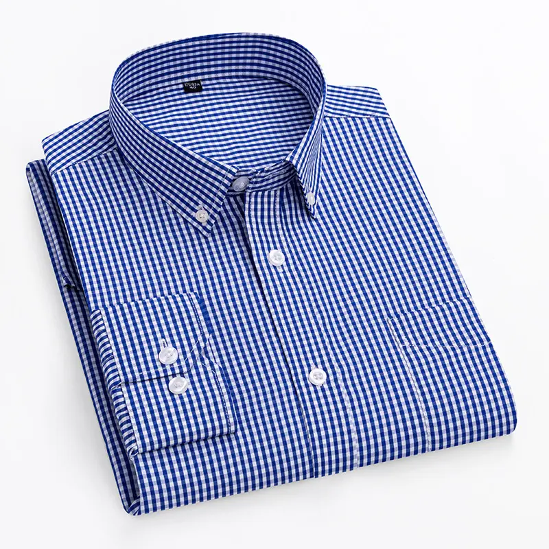Cotton Men's Shirts Men Slim Fit Dress Shirt 2023 New Long Sleeve Plaid Shirts For Men
