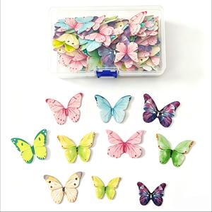 친환경 식용 나비 케이크 토퍼 50개 생일 세례식 결혼식 컵케이크 장식용 - Product Image 2