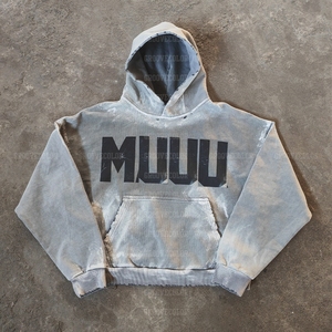 Ysjy Tùy Chỉnh Màn Hình In Đau Khổ Hoodies Nặng Áo Thun Quá Khổ Mặt Trời Phạt Phạt Thời Trang Đường Phố Axit Rửa Áo Cho Nam Giới - Product Image 1