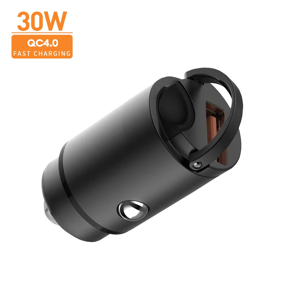 Portable Mini 30W Type-C PD Car Charger Mobile Phone Fast Charging 5V/3A 9V/2A 12V/1.5A USB-C Car Charger With Led Light