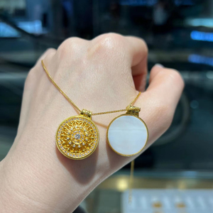 Bijoux fins chauds bijoux en or véritable AU750 pierre naturelle <span class=keywords><strong>grande</strong></span> <span class=keywords><strong>vadrouille</strong></span> fleur breloque pour collier pendentif en or massif 18K bijoux personnalisés - Product Image 1