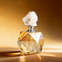 Flacons d'huile de parfum en cristal transparent K9 de qualité supérieure, pierre d'agate naturelle, 12 ml, rechargeables, vintage, pour aromathérapie