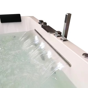 Bain de massage tourbillon SPA acrylique grande <span class=keywords><strong>baignoire</strong></span> hôtel LED Jet Massage 2 personnes face jupe bain intérieur bain à remous - Product Image 3