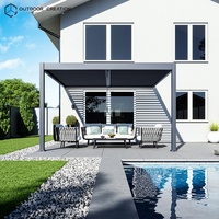 Gemotoriseerde, regenbestendige buitenpanelen, tuinoverkapping, poedercoating, gazebo, bioklimatisch lamellen, aluminium, milieuvriendelijk