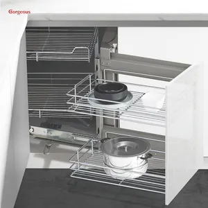 Cesta deslizante, accesorios giratorios, organizador extraíble universal de cocina, almacenamiento mágico, esquina mágica para armario de cocina