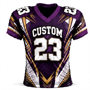 Maillot de football américain en gros, personnalisé avec numéro d'équipe, imprimé par sublimation, en polyester à séchage rapide, pour hommes, entraînement et match - Product Image 1