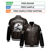 Chaqueta de Béisbol al por Mayor Directo de Fábrica, Chaqueta Varsity Personalizada para Hombre, Chaqueta Letterman con Mangas de Cuero, MOQ Bajo