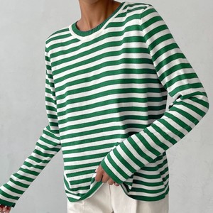 Pull en tricot rayé pour femme, col rond, manches longues, style rétro classique, SMLXL, style Europe, Amérique, Asie du Sud-Est, pour le quotidien - Product Image 3