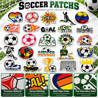 Lot de patchs de football en gros : ballon de football, filet de but, trophée, couronne, flamme – Appliques brodées à thermocoller pour décoration DIY