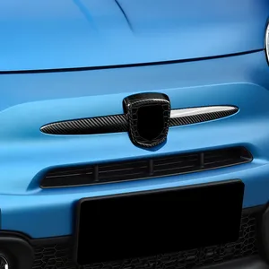 Pour FIAT 500 595 695 2008+ 2012-2023, cadre de logo avant, autocollants décoratifs en fibre de carbone, accessoires de décoration automobile - Product Image 5