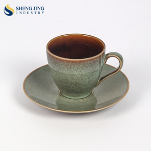 Shengjing stile retrò manico maculato ceramica gres Taza <span class=keywords><strong>Con</strong></span> Bandeja tazza da caffè e Set di piattini rotondi - Product Image 6