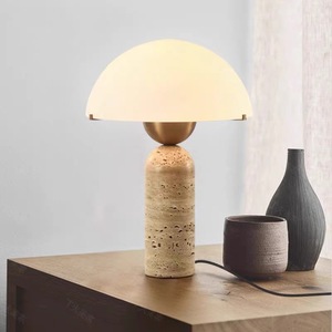 Lámpara de mesa de travertino amarillo Natural nórdico <span class=keywords><strong>para</strong></span> el hogar moderno, Hotel, sala de estar, estudio, dormitorio, decoración de cabecera <span class=keywords><strong>para</strong></span> lectura - Product Image 2