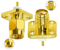 Plaqué or SMA-Femelle 4 trous bride 12.5*12.5 carré RF Coaxial Microstrip connecteurs à souder connecteur accessoires