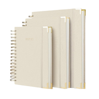 Carnet à spirale personnalisé en lin avec couverture rigide, impression sur mesure, reliure double spirale, fournisseur OEM en gros, usine