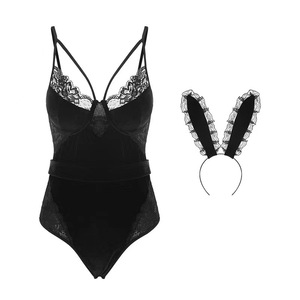 Bunny Girl Lingerie Set Full Cup One Piece With Lace Headband And <b>G</b> <b>String</b> For Women Role Play Outfit - Product Image 5