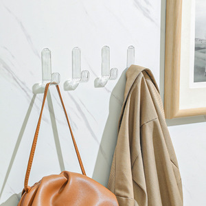 Zimoo Acrylic <b>Adhesive</b> <b>Hooks</b> Transparent Removable For Bathroom Bedroom Wall Mounting No Drill Strong Hold - Product Image 3