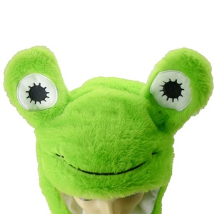 사용자 정의 녹색 가짜 모피 개구리 디자이너 모자 어린이 십대 공기 펌핑 이동 귀 겨울 캐주얼 낚시 코스프레 파티 멋진 만화 - Product Image 3