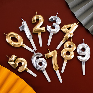 Velas con números para decoración de pasteles de cumpleaños, juego de 0-9, suministros para fiestas de estilo metálico colorido - Product Image 2