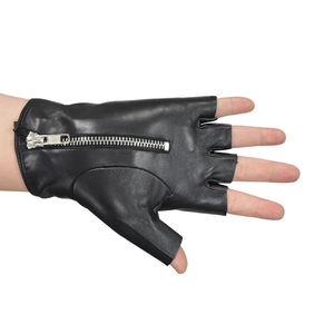 Half <b>Finger</b> <b>Gloves</b> Metal Side Zipper Decor Punk Style Hand <b>Gloves</b> for Motorcycle Riding Stage Performance Daily Street Wear - Product Image 3