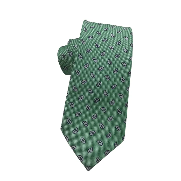 High Quality Silk Jacquard Woven Custom Design Paisley Tie Green tie